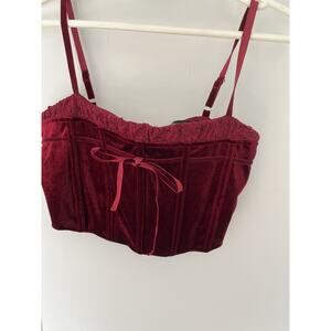 Y2K Forever 21 Womens Tank Top L Corset Velvet Whimsigoth Coquette Festival